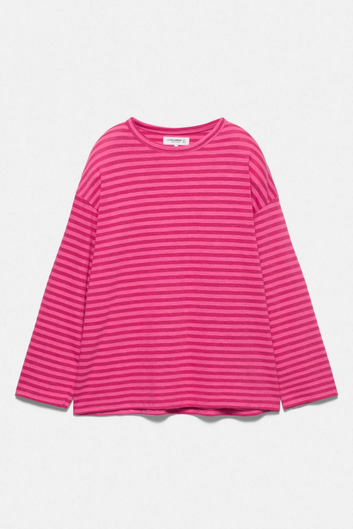 풀앤베어 오버핏 스트라이프 핑크 긴팔 티셔츠 3230/319 FUCHSIA - 상품 이미지