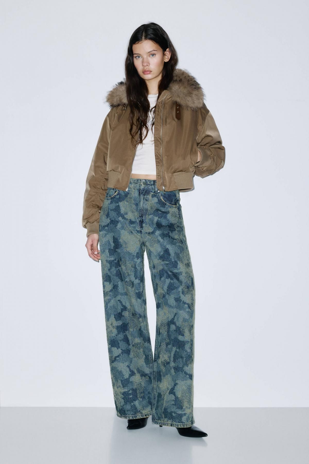 풀앤베어 레이저 프린트 배기핏 데님 청바지 7683/387 DARK BLUE - 상세 이미지 3