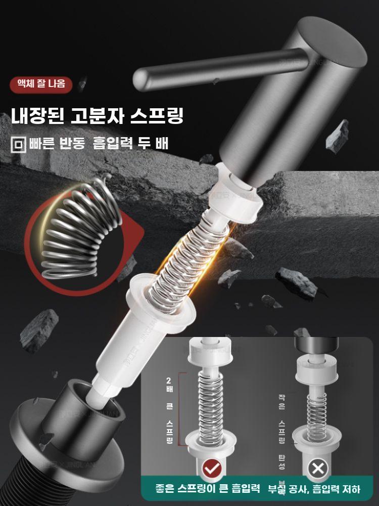 주방 세제 디스펜서 스테인리스 싱크대 물비누 펌프 실버 구리 - 상세 이미지 2