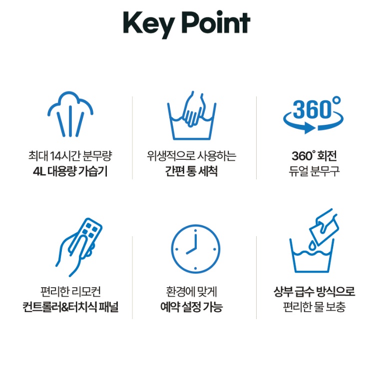 간편 통 세척 가습기 병원 원룸 안방 가습기 아기방 가습기