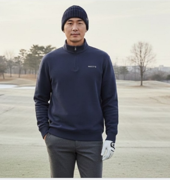 헤지스 남성 겨울 보온 필드룩 반집 하이넥 골프웨어 스윙티셔츠 - 상품 이미지