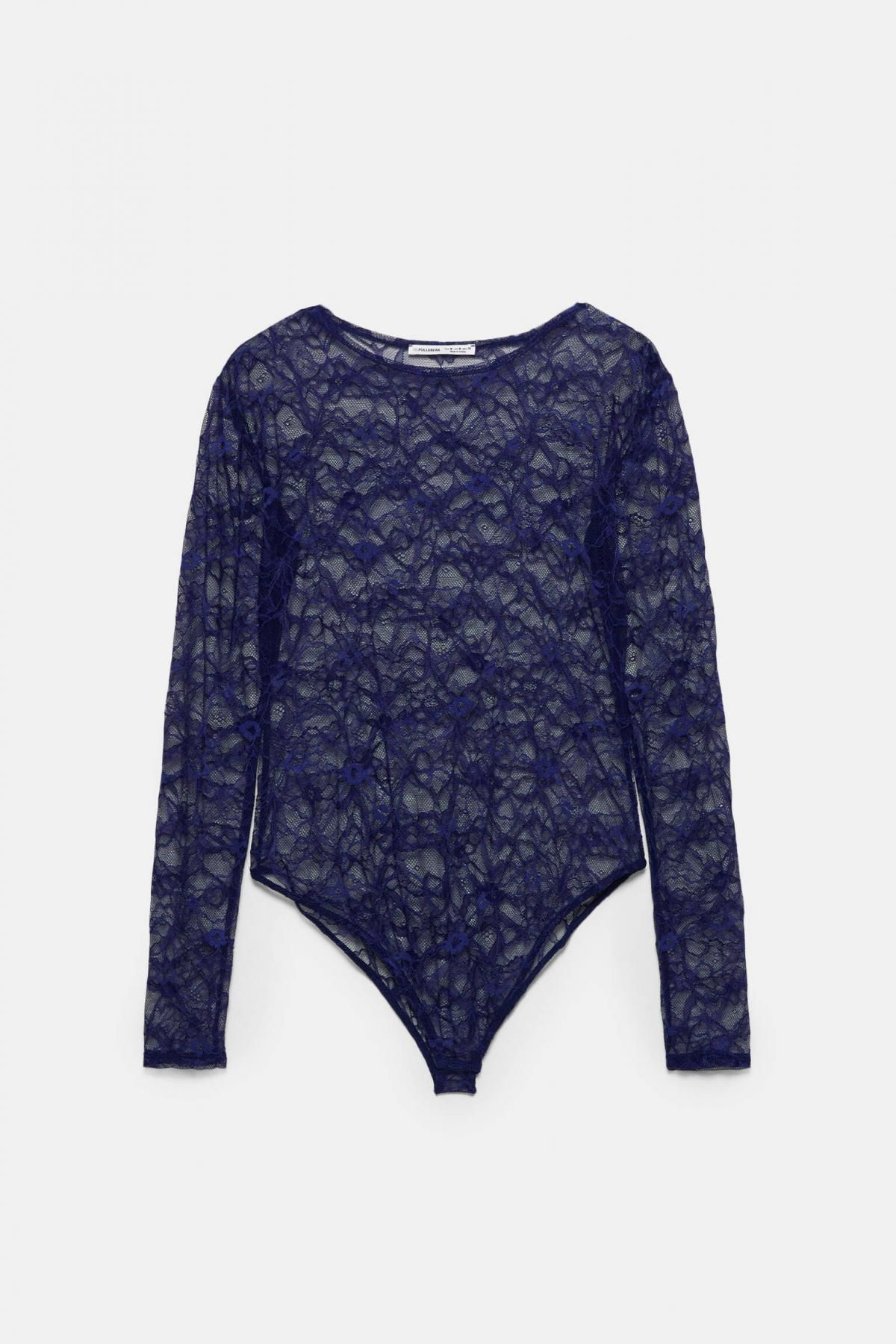 풀앤베어 시스루 레이스 긴팔 바디수트 3230/332 NAVY - 메인 이미지
