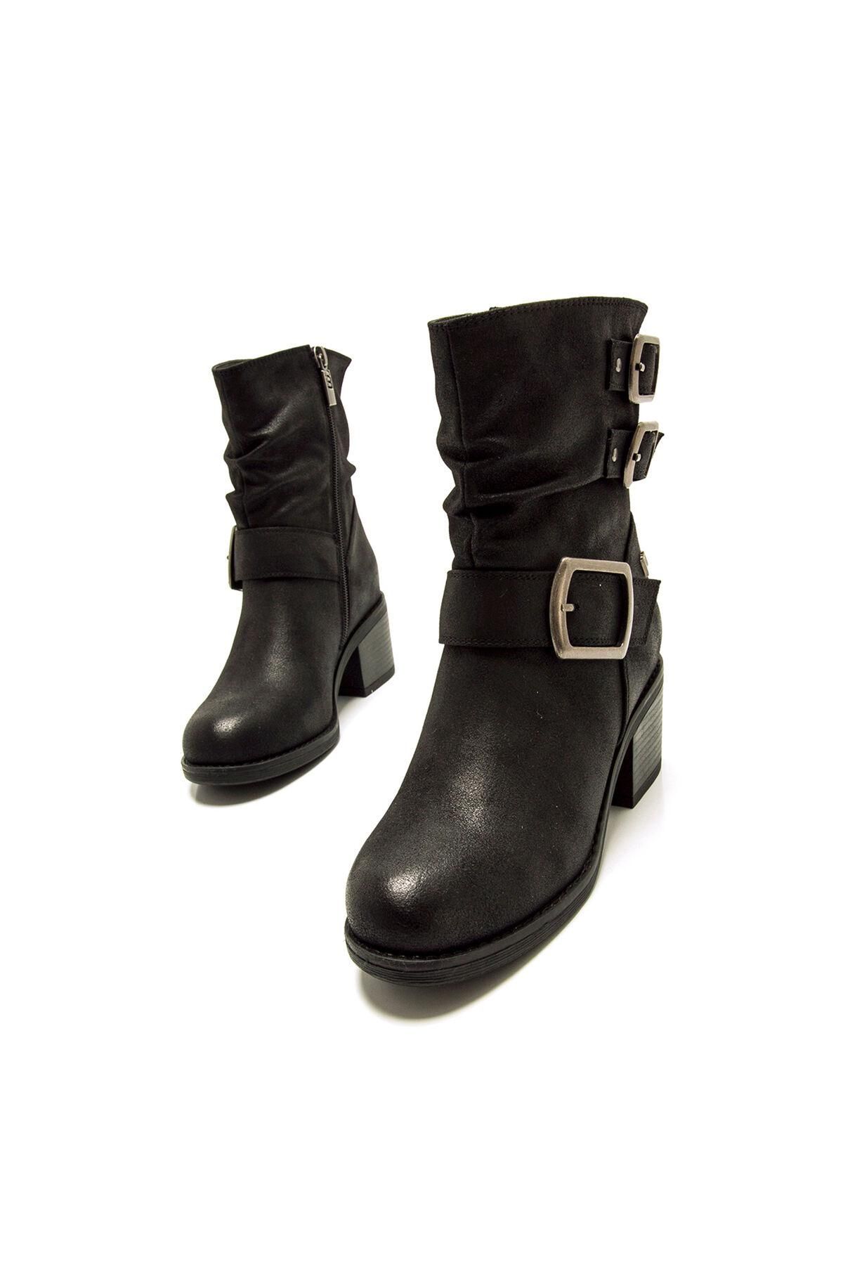 엠티엔지 바이커 스타일 메탈 버클 앵클부츠 블랙 1522666 NEGRO - 상세 이미지 5