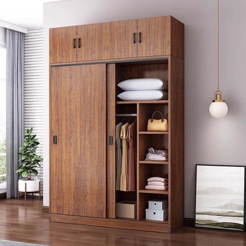 월넛 슬라이딩 옷장 미닫이장 장롱 이불장 드레스룸 티크 80cm 메인 캐비닛 - 상세 이미지 3