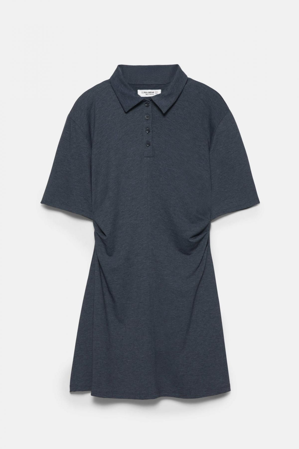 풀앤베어 드레이프 폴로카라 미니 원피스 7394/381 GREY MARL - 메인 이미지