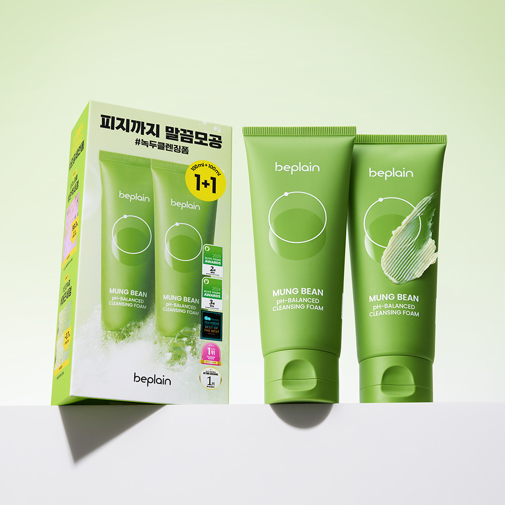 [네이버단독][총200ml] 비플레인 녹두 약산성 클렌징폼 100ml, 2개 제품 이미지
