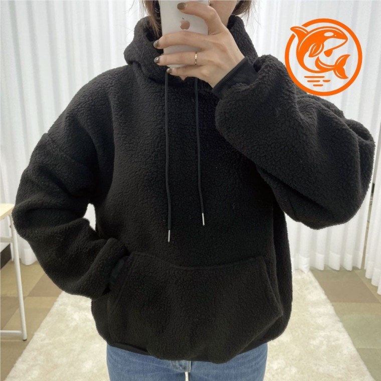 따뜻한 기모 후드티 겨울 패딩 스타일 코튼 티셔츠 부드러운 세탁 용이한 데일리웨어 - 상품 이미지