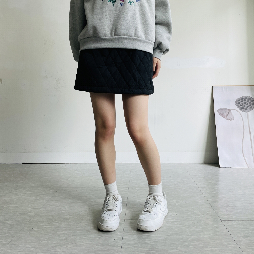 패딩스커트 겨울미니스커트 퀼팅 밴딩 치마 - 상세 이미지 4
