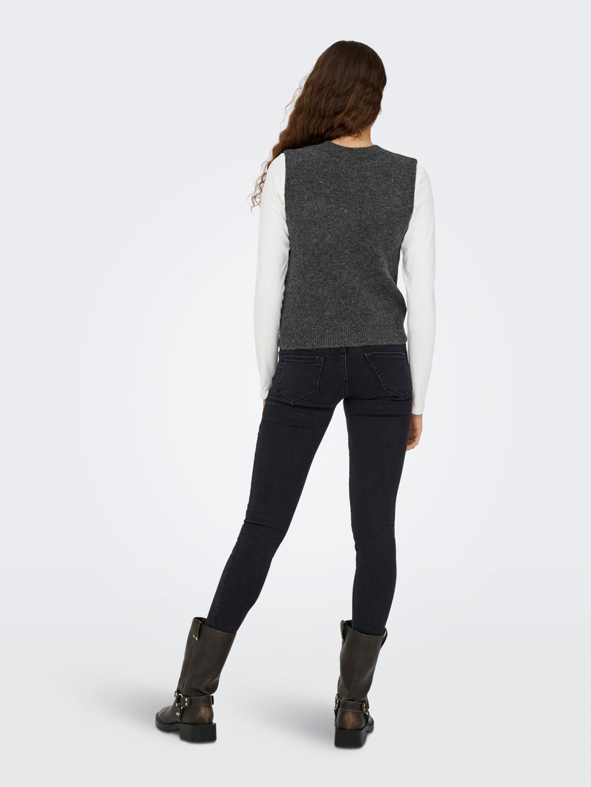 온리 진주장식 라운드넥 니트 베스트 15353076_2383_1201598 GREY / DARK GREY MELANGE - 상세 이미지 3