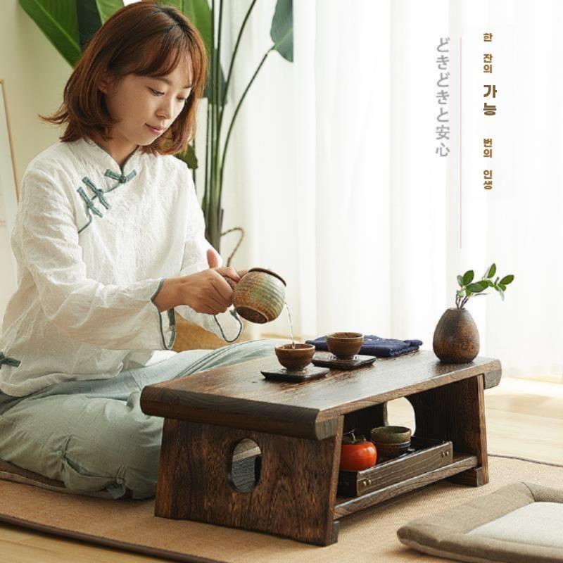 다도 테이블 좌식 티테이블 일본 다다미 좌탁 우드 60x34.5x24cm 2단 - 상세 이미지 3
