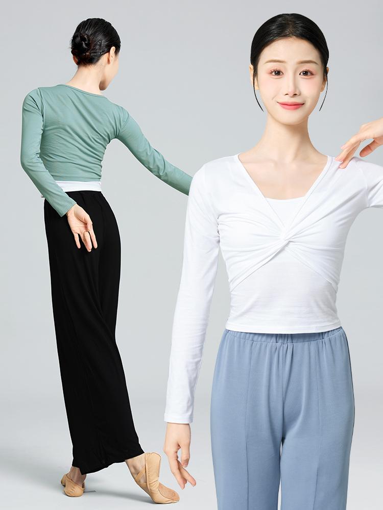 여성 발레 무용 상의 긴팔 체조복 가을용 댄스 연습복 - 상세 이미지 3