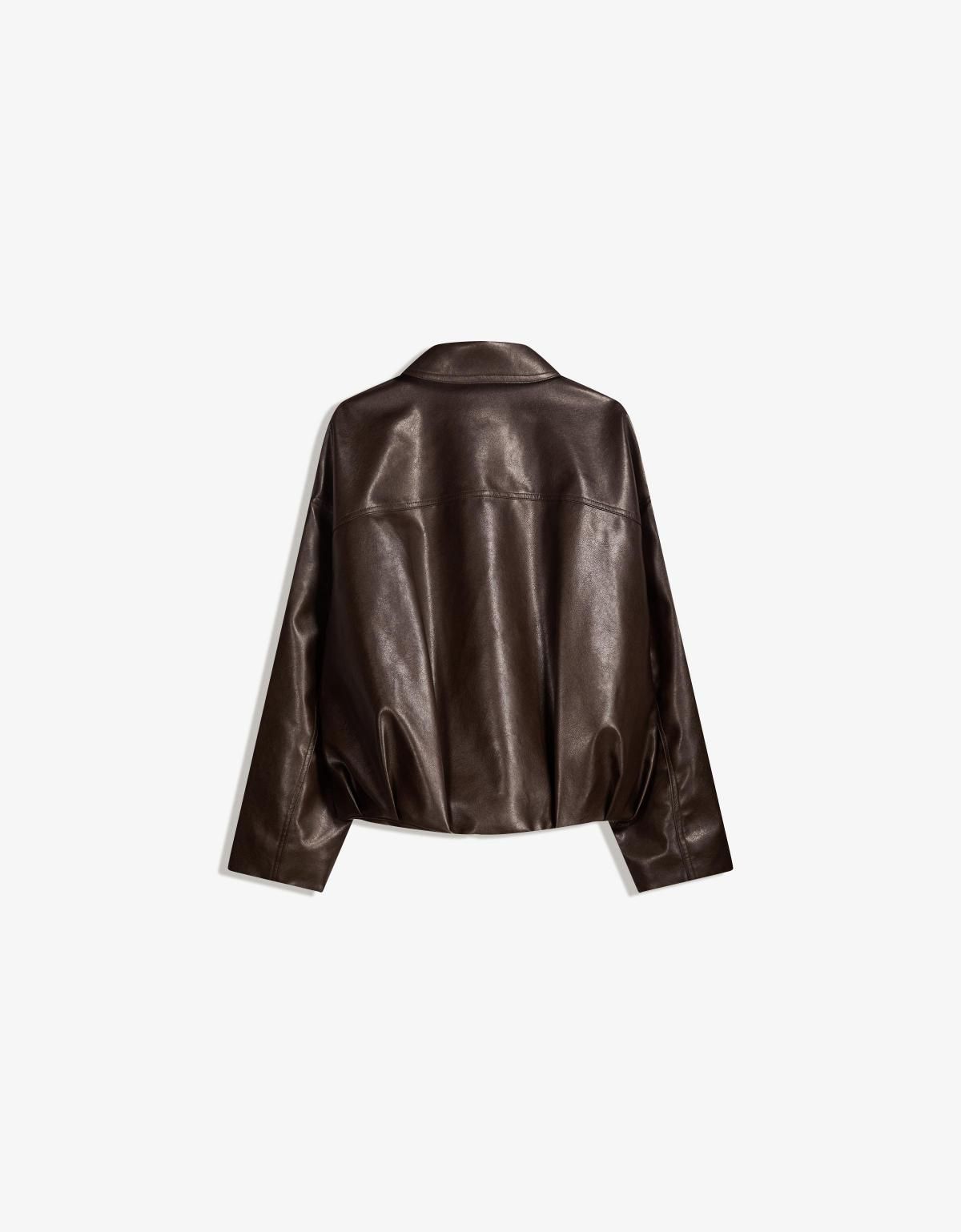 버쉬카 테크니컬 레더 벨트 봄버 자켓 6618/677 BROWN - 상세 이미지 5