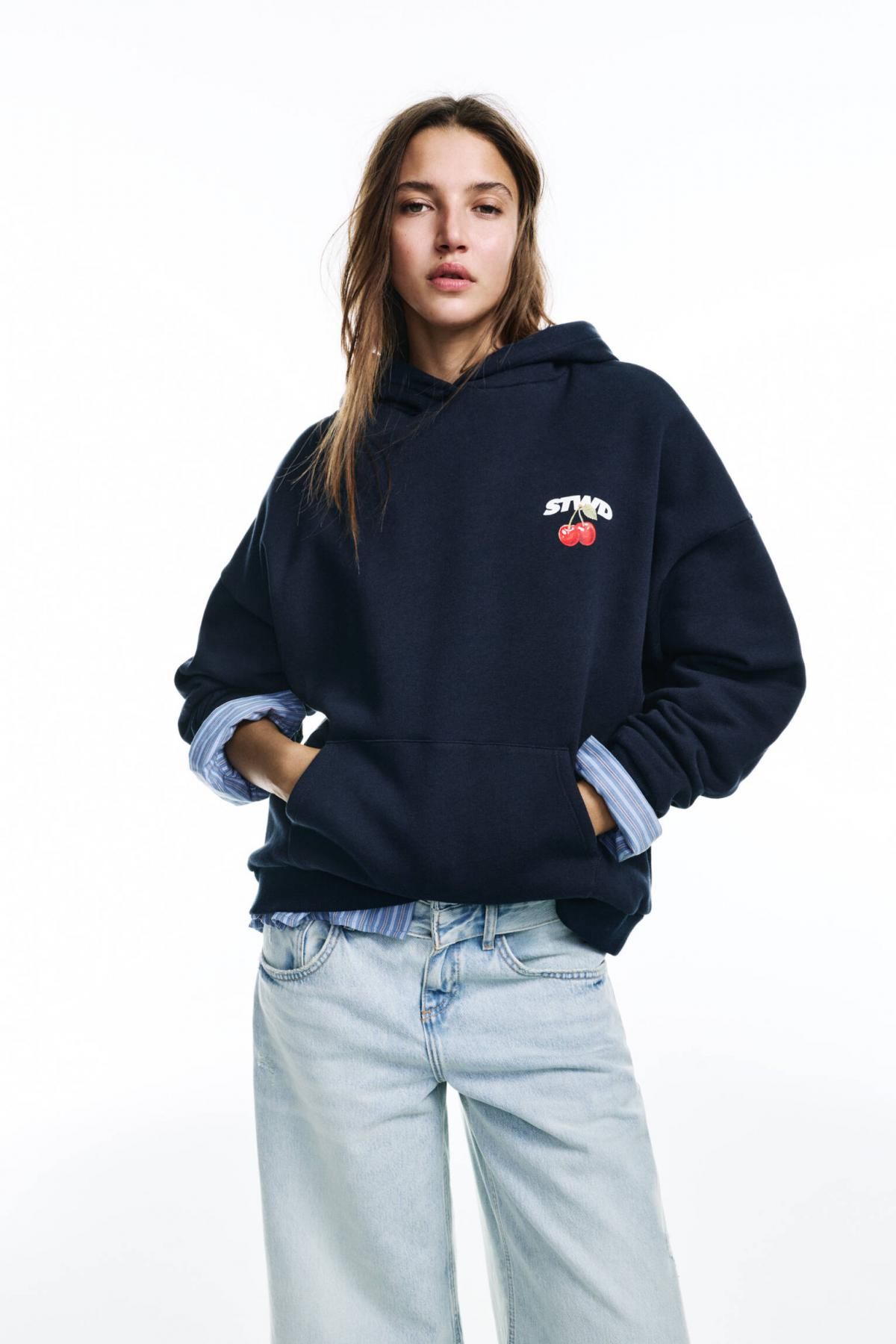 풀앤베어 토마토 그래픽 네이비 후드티 코튼 3550/331 NAVY - 상세 이미지 3