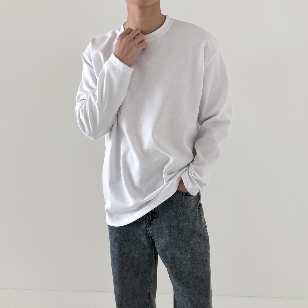 1+1 남자레이어드티 목안늘어나는티 어깨넓어보이는옷 두꺼운티셔츠 - 상세 이미지 4