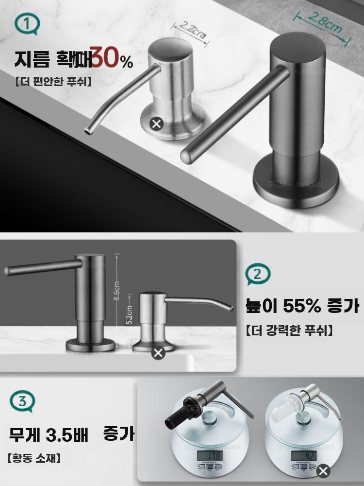 주방 세제 디스펜서 스테인리스 싱크대 물비누 펌프 실버 구리 - 상세 이미지 3