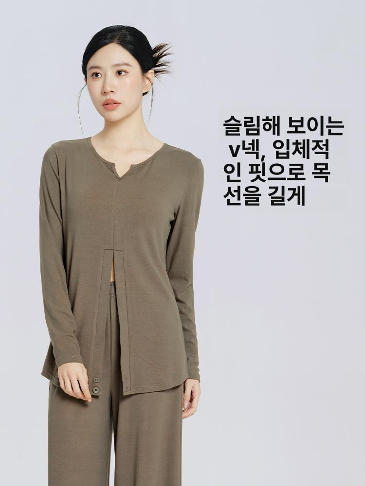 여성 성인 가을 긴팔 현대무용복 세트 무용 연습복 데일리 착용 가능 - 상세 이미지 2