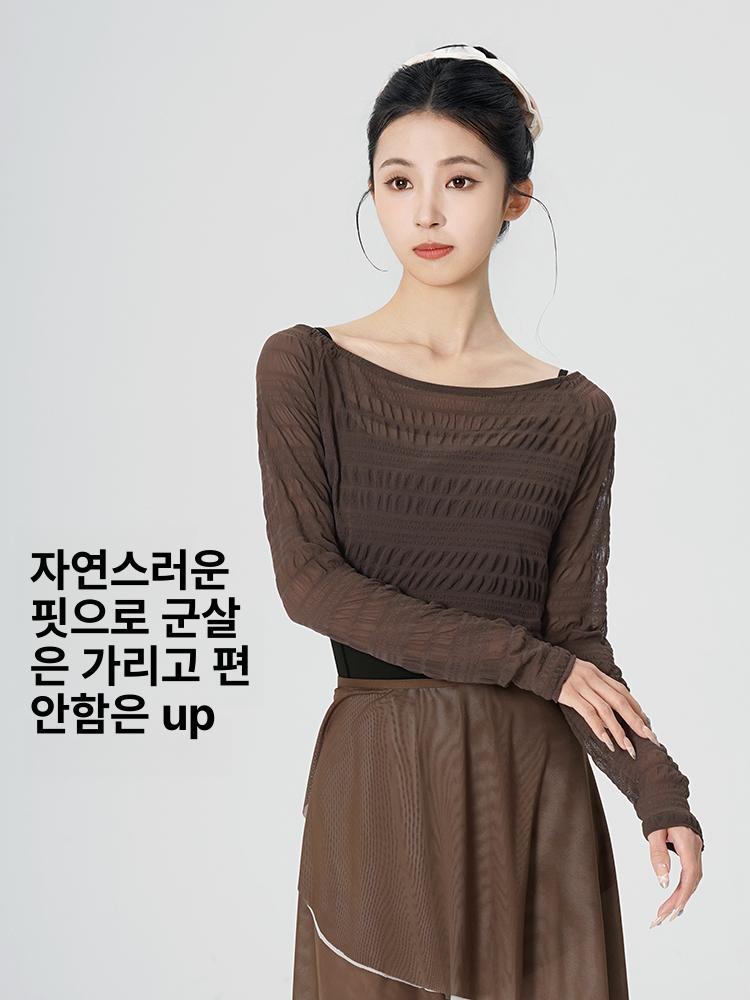 여성용 가을 긴팔 발레 상의 현대무용 연습복 - 상세 이미지 4