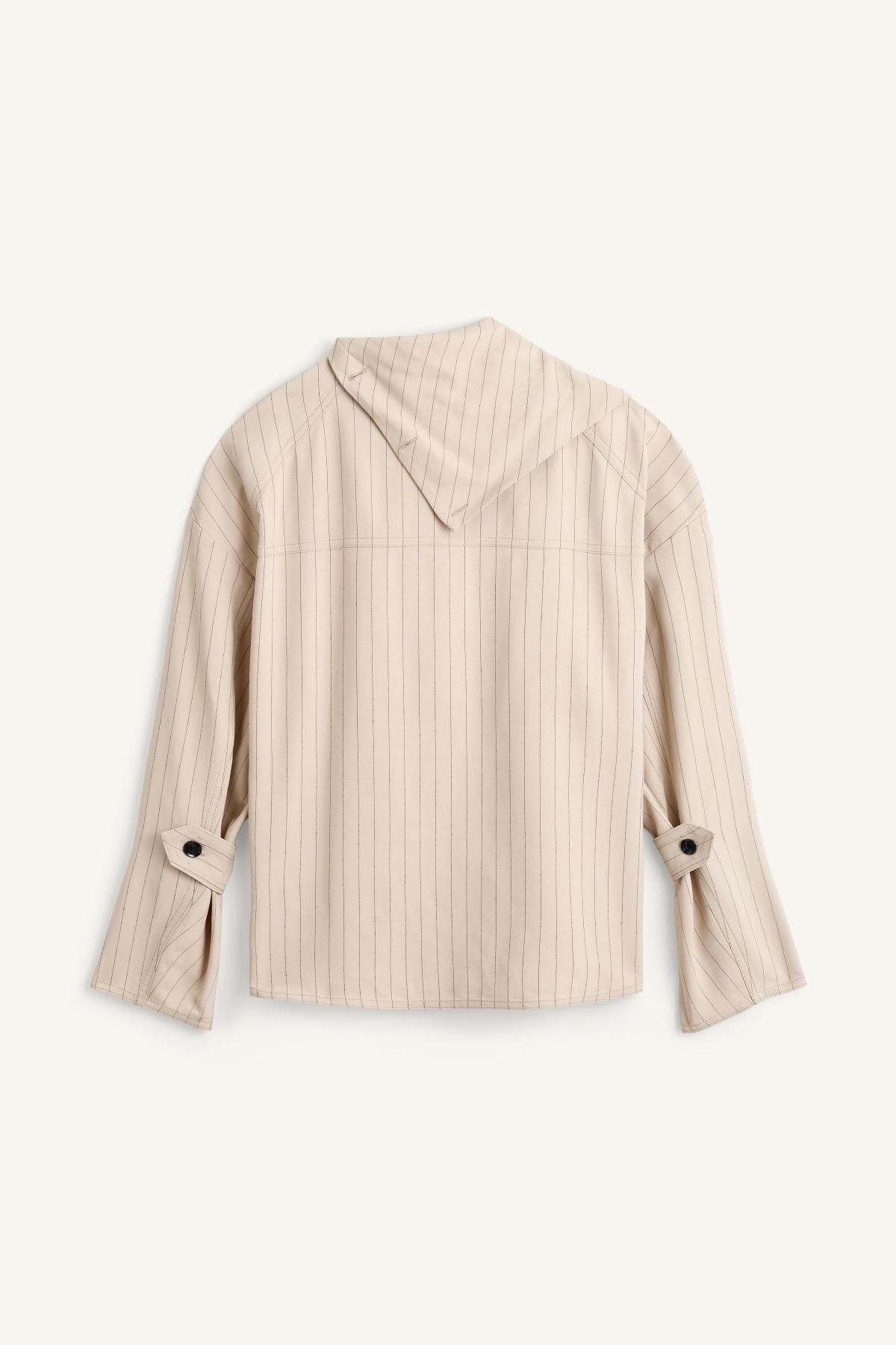 자라 스트라이프 랩 카라 긴팔 셔츠 9065/254 BEIGE - 상세 이미지 5