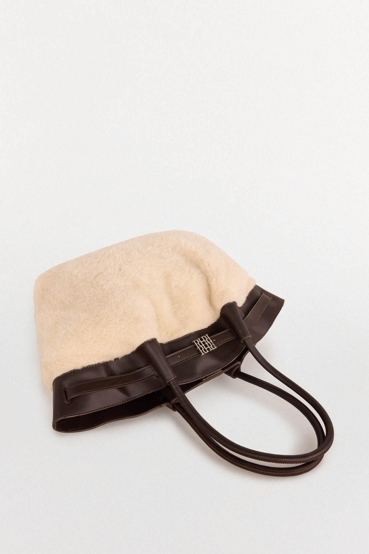 페드로 델 이에로 페이크퍼 콤비 쇼퍼백 1112619 BEIGE - 상세 이미지 5