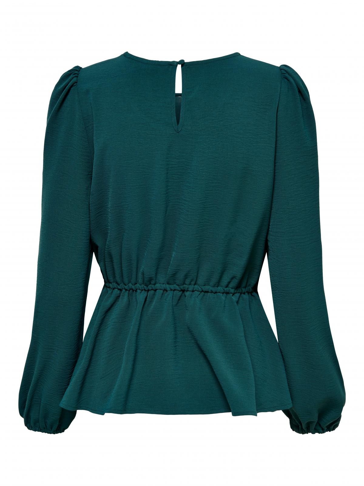 온리 퍼프슬리브 라운드넥 블라우스 15248343_1570 GREEN / DEEP TEAL - 상세 이미지 4