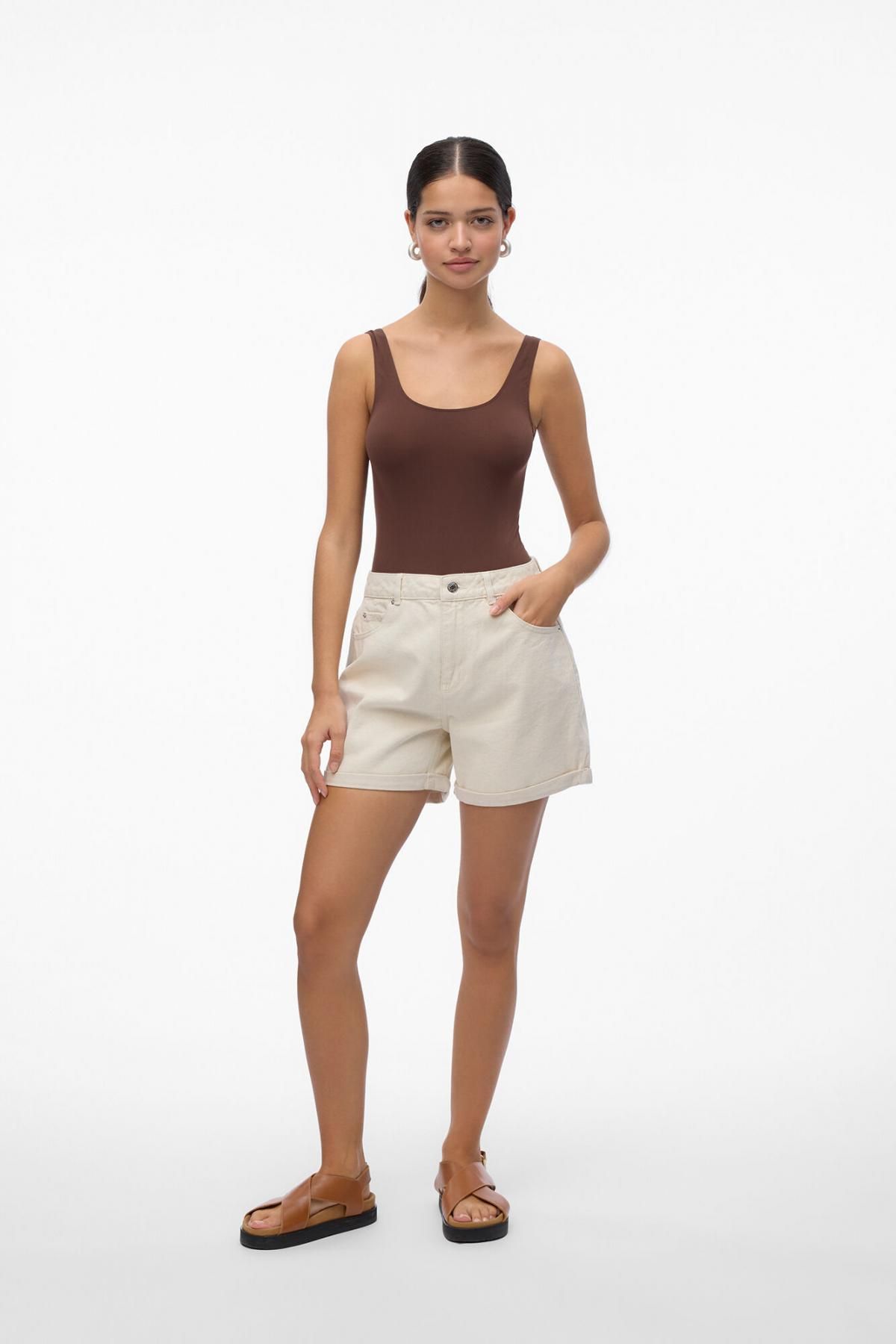 베로모다 하이웨이스트 아이보리 데님 숏팬츠 5010012 BEIGE - 상세 이미지 5