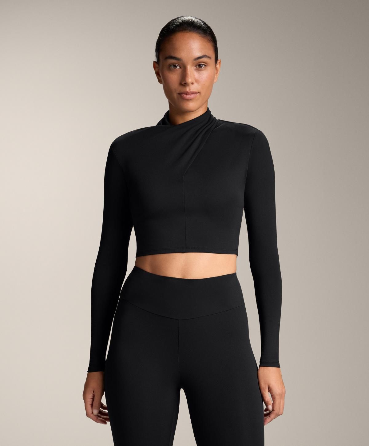 오이쇼 드레이프넥 컴포트럭스 크롭 긴팔 티셔츠 2496/904 BLACK - 상세 이미지 2