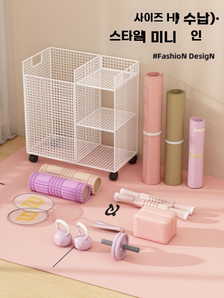 운동기구 선반 요가 매트 수납함 이동식 철제 장비 랙 화이트 1열 3단 - 상세 이미지 3