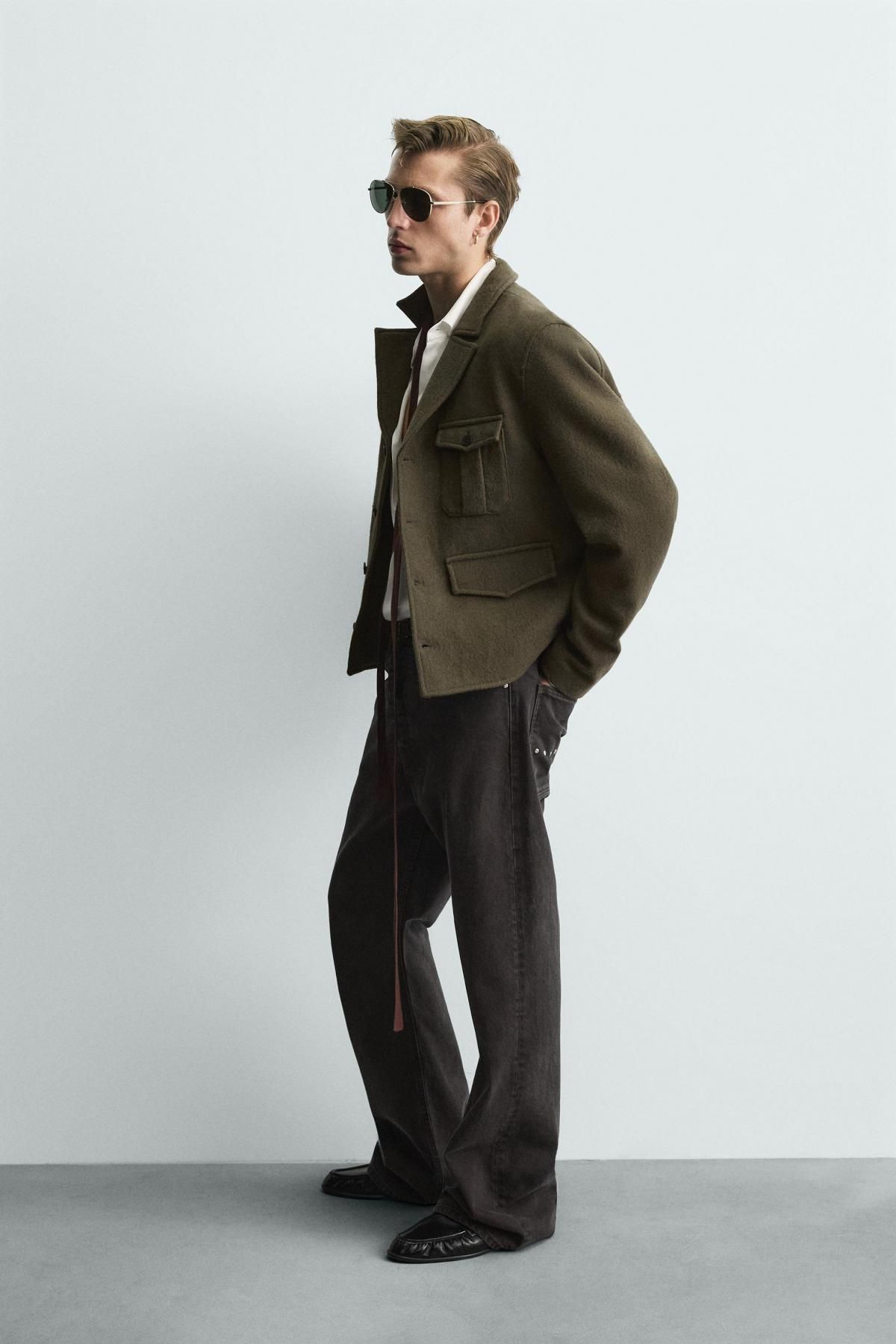 자라 한정판 울 크롭 포켓 재킷 9389/952 KHAKI - 상세 이미지 5