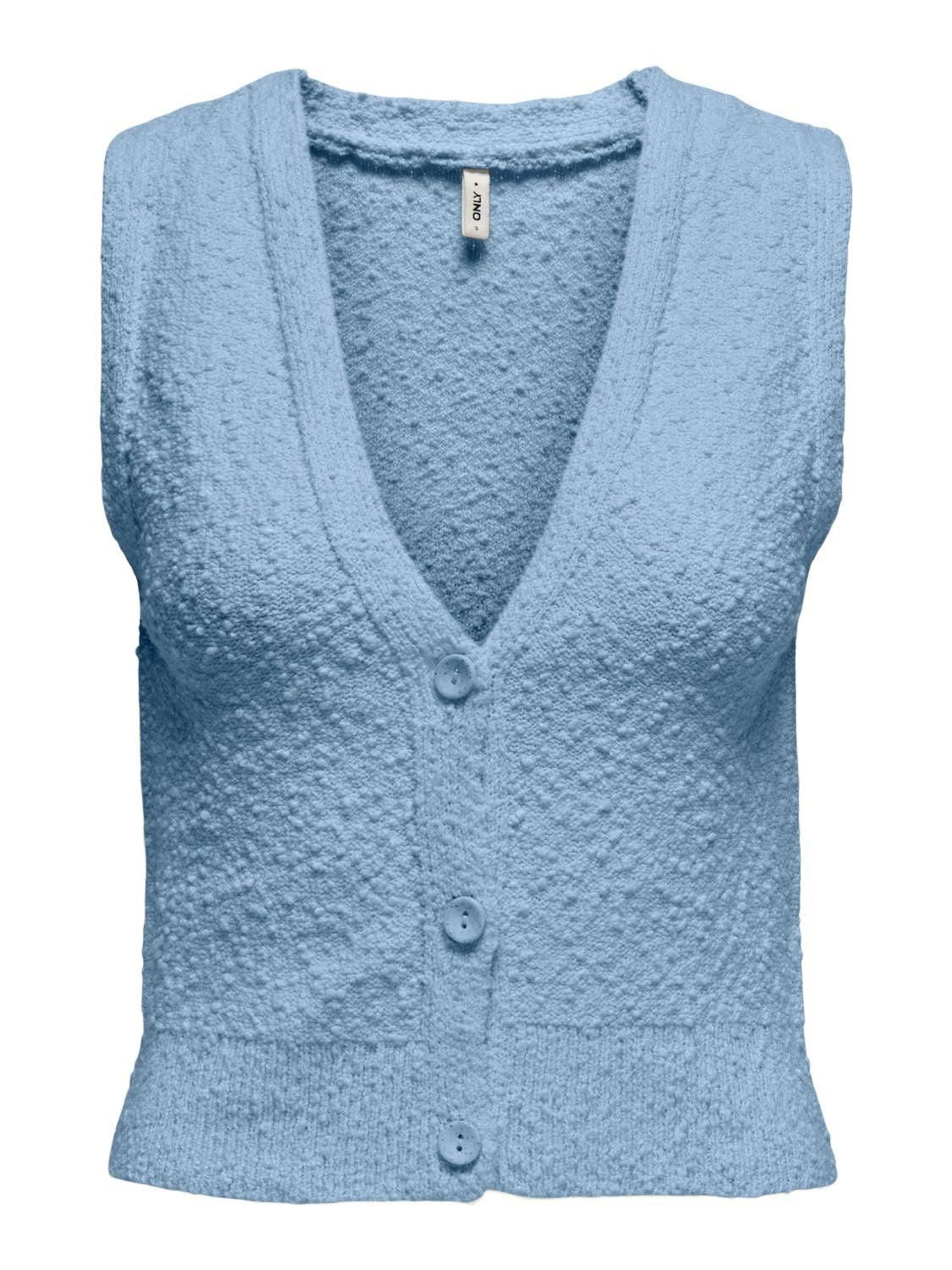 온리 브이넥 크롭 니트 베스트 버튼 민소매 15339653_3013 BLUE / SOFT CHAMBRAY - 상세 이미지 3