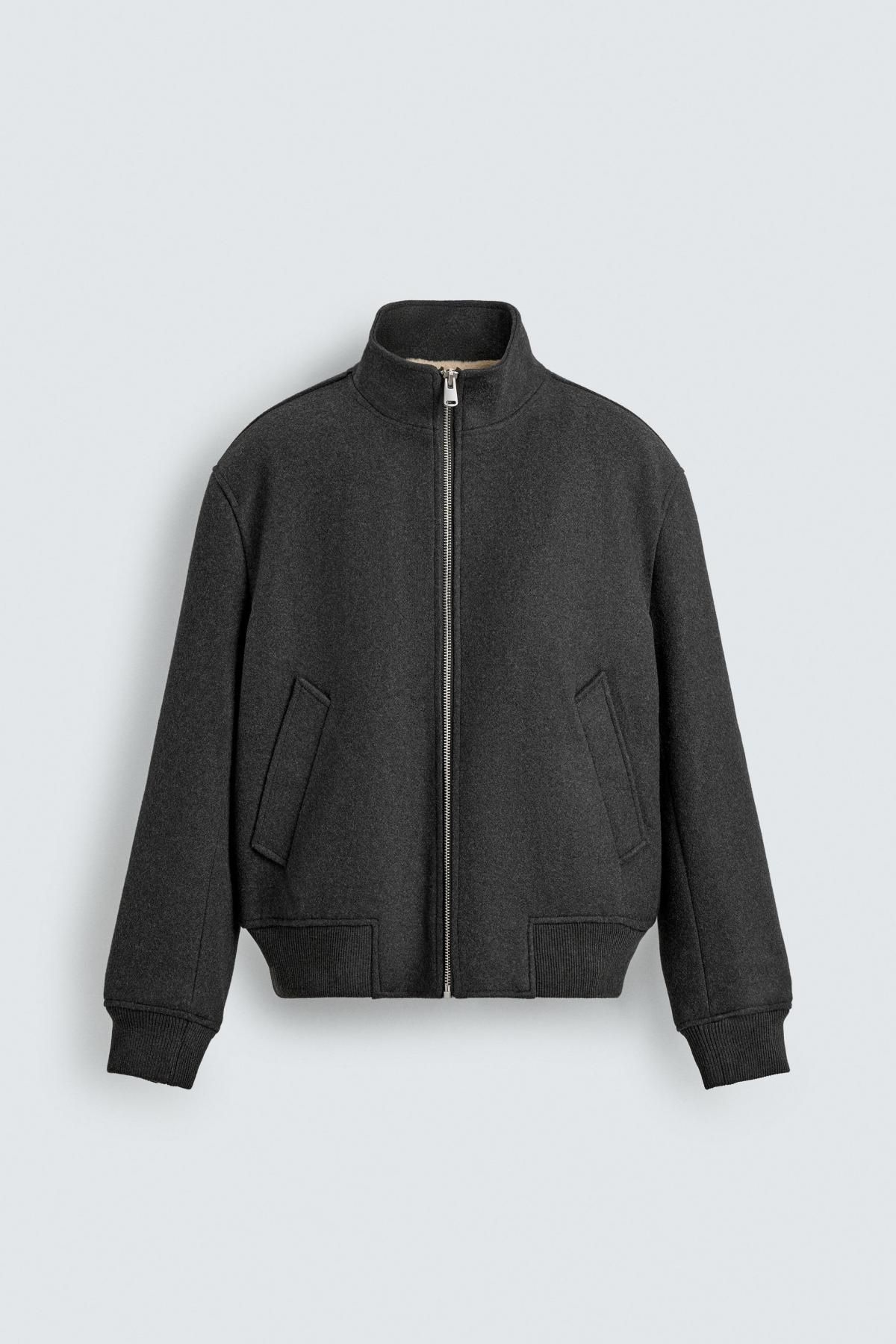 자라 블랙 퍼안감 레귤러핏 블루종 재킷 5070/323 ANTHRACITE GREY - 상품 이미지