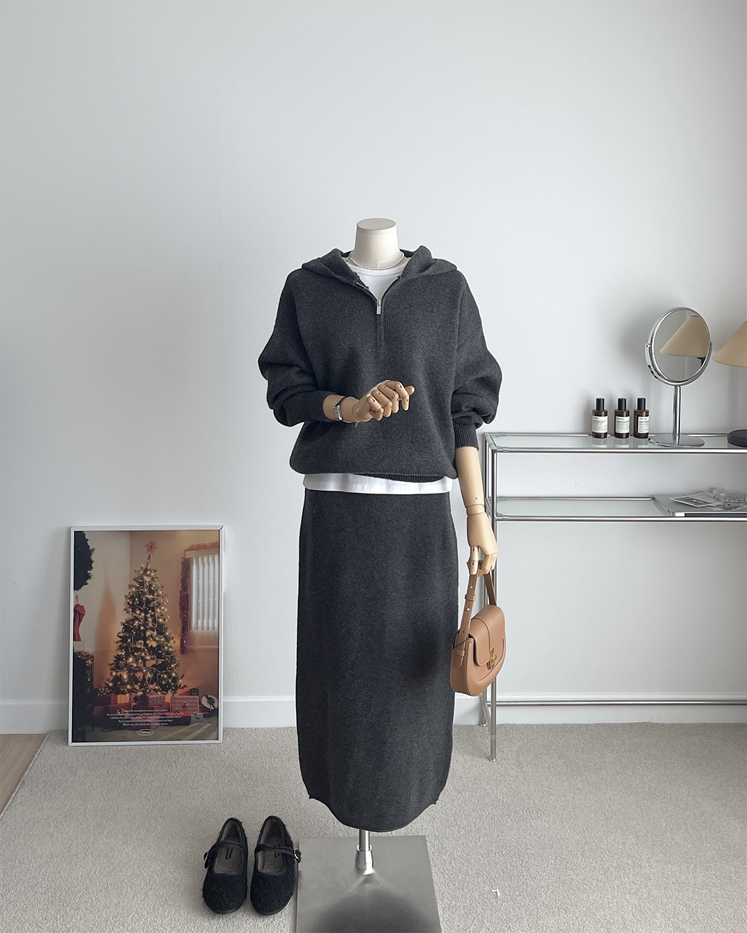 테일러 후드 니트투피스 제품 이미지