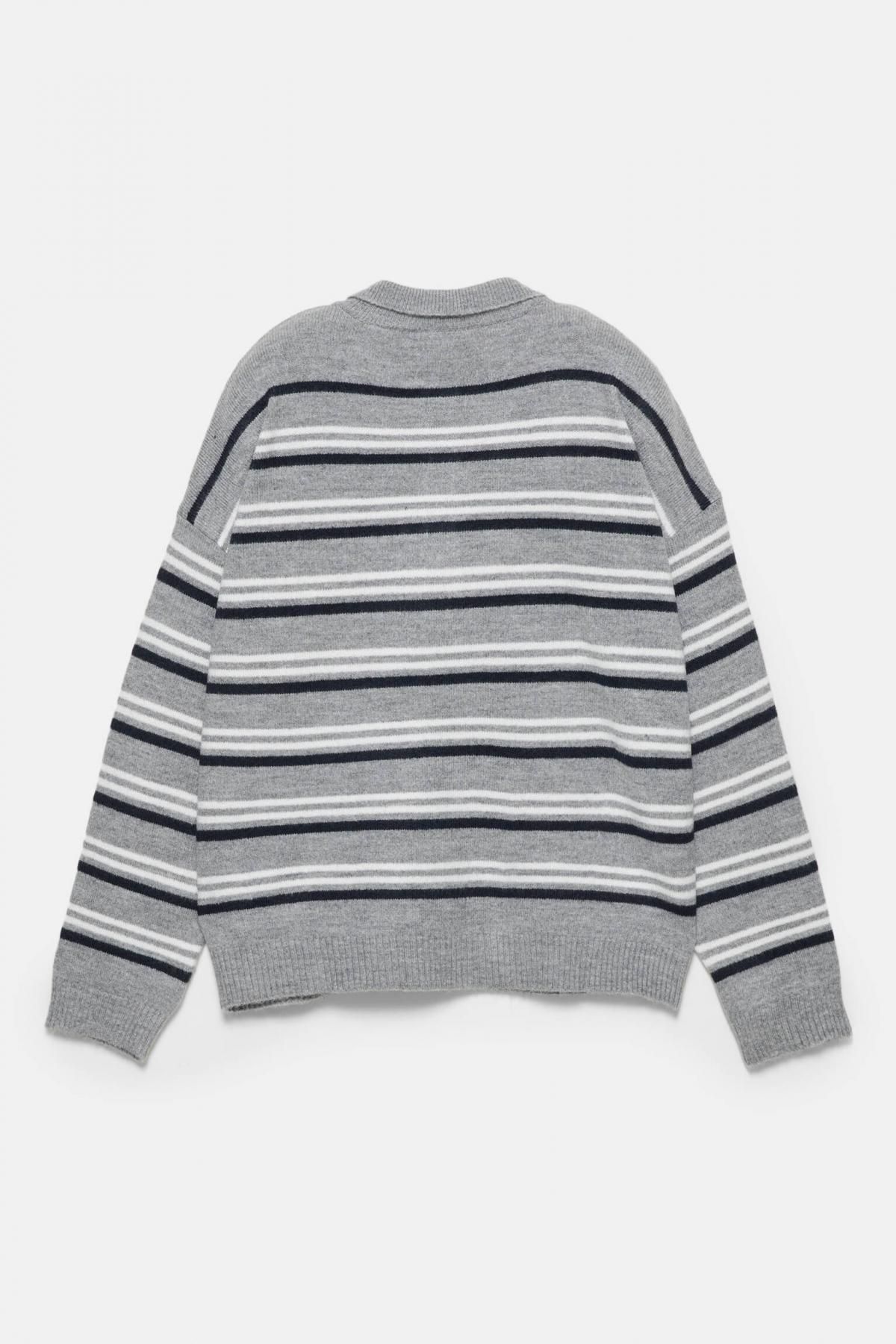 풀앤베어 스트라이프 테크니컬 긴팔 폴로 셔츠 7550/379 GREY MARL 이미지 7