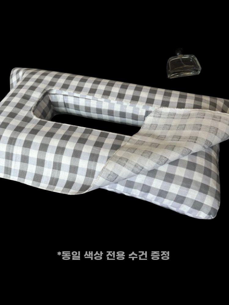 피어싱 베개 귀베개 귀 수술 쿠션 귀눌림방지 사이드 수면 그레이 격자 메밀 껍질 - 상세 이미지 5