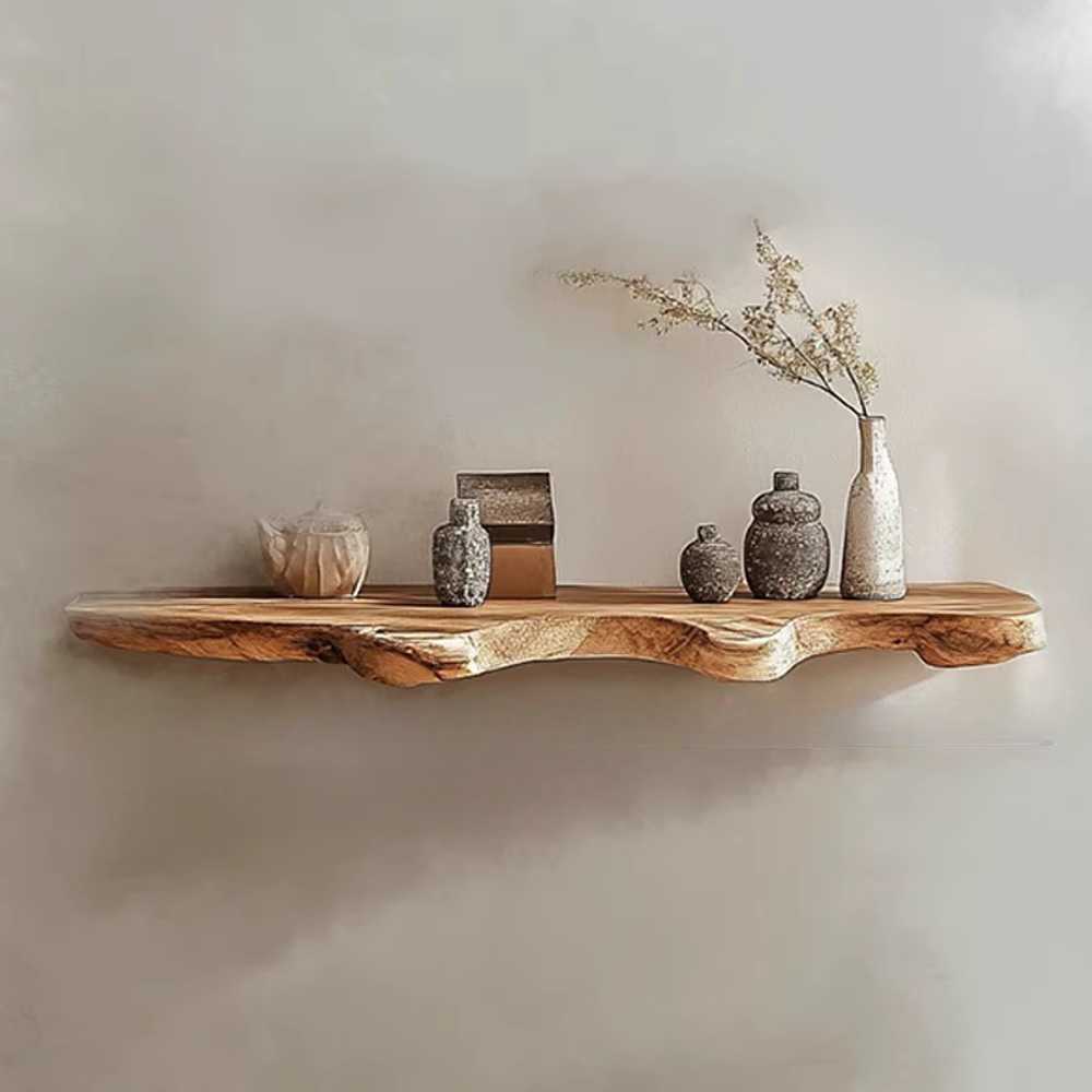 원목 벽선반 통원목 벽걸이 카페 책장 아트월 거실 180x21-24cm - 상품 이미지