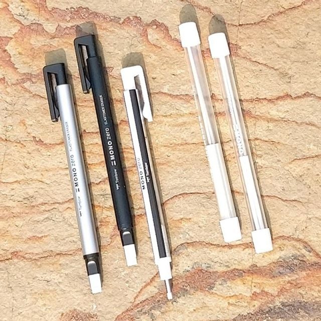 톰보 펜타입 초정밀 지우개-모노 제로+리필 1개 set 사각 KUS04 실버 - 상품 이미지
