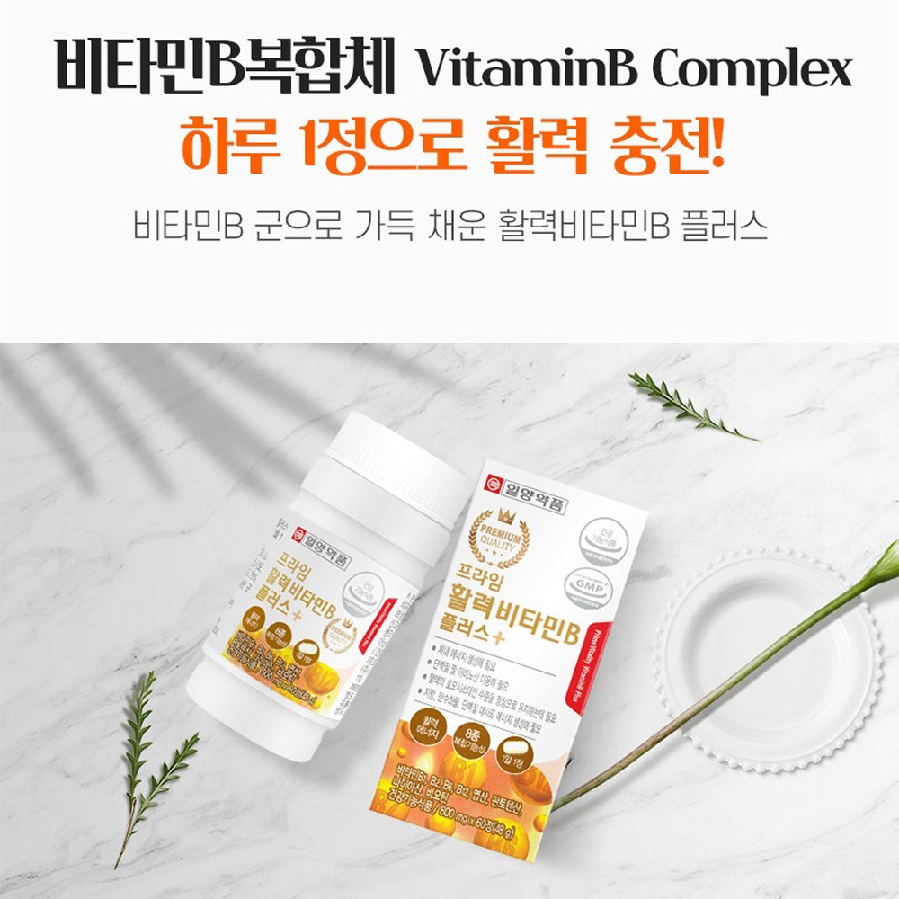 일양약품 프라임 활력 비타민B 60정 플러스 약국 효과 엽산 판토텐산 나이아신 비오틴 - 상세 이미지 2