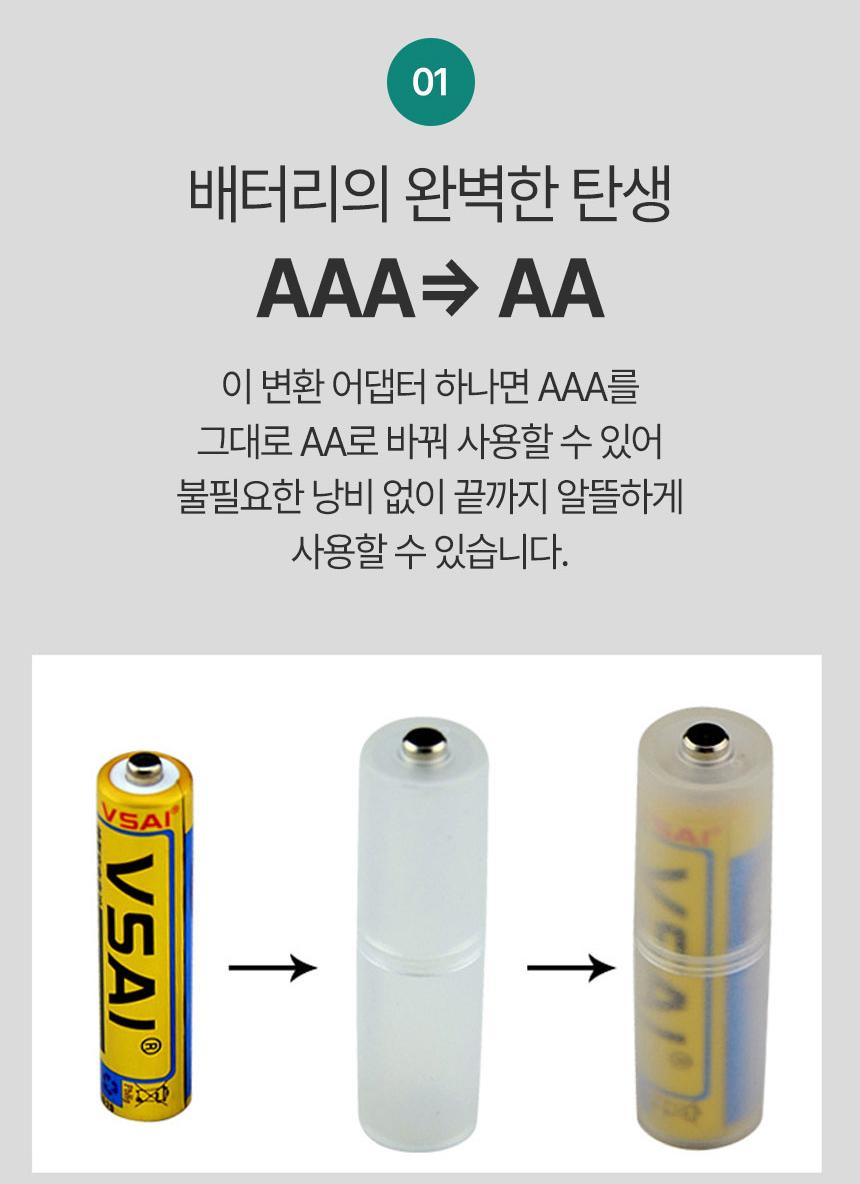 건전지 배터리 전환 홀더 케이스 AAA to AA - 상세 이미지 2