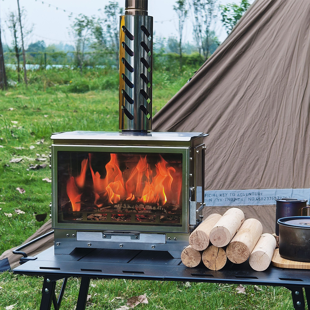 캠핑 화목난로 유리 스토브 장작 펠릿 불멍 이중연소 3면 유리 bp