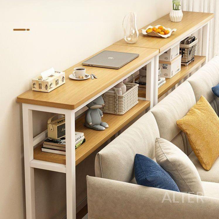침대 머리맡 선반 책꽂이 책장 소파 침실 수납대 120x20cm 원목색+화이트 받침대 - 상세 이미지 2