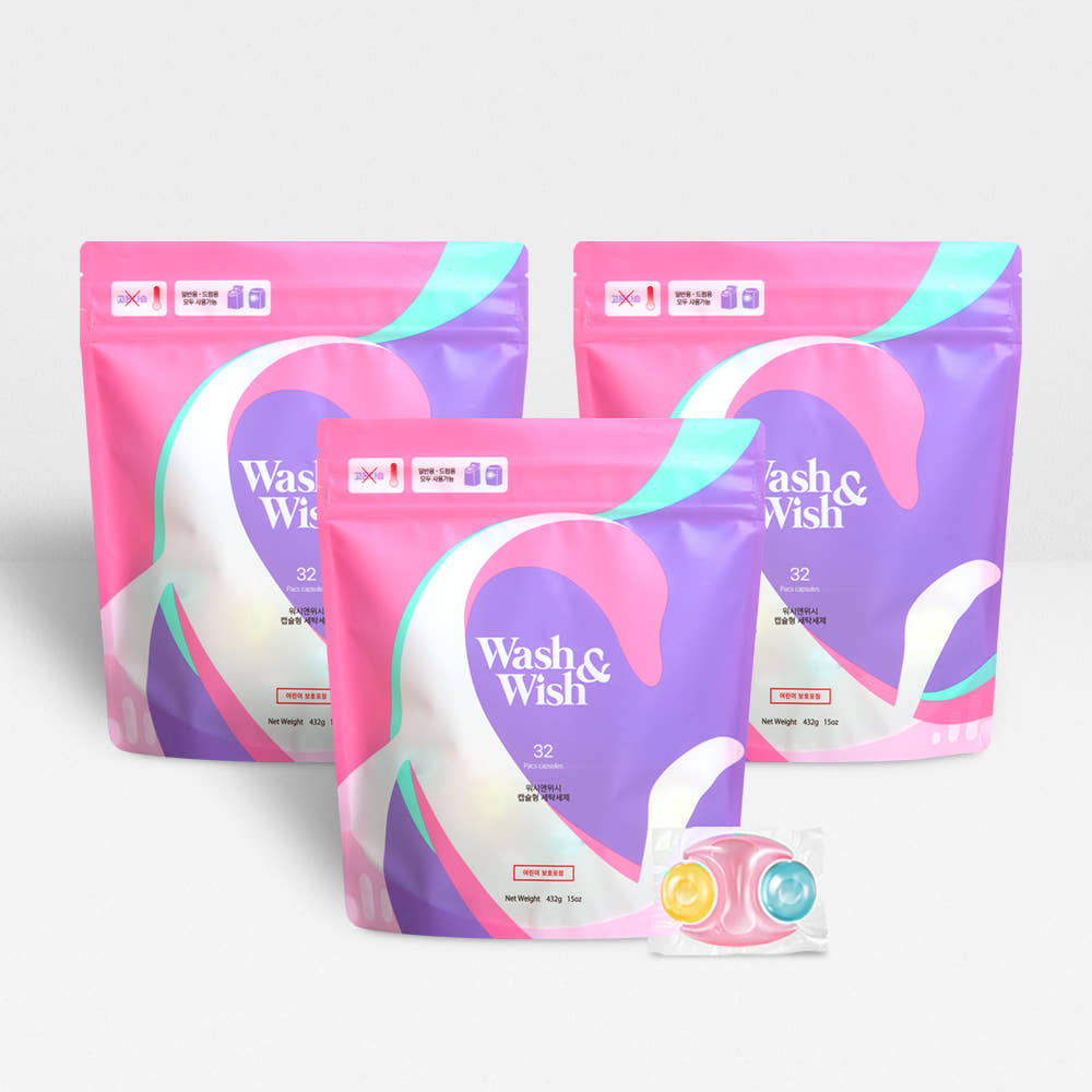 워시앤위시 향기 세탁 캡슐세제 드럼일반겸용 32개입 3팩