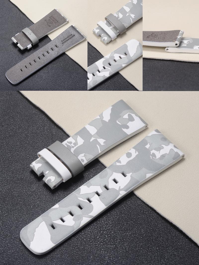 폴리싱 진가죽 남성용 옐로우브라운 패턴 버클 없음 28mm - 상세 이미지 4