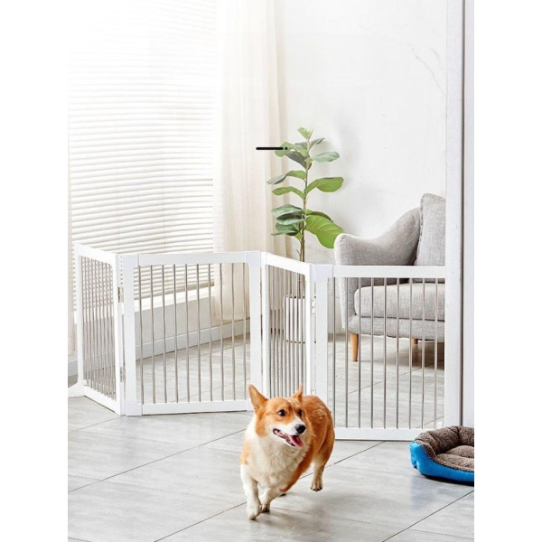 튼튼한 강아지 울타리 접이식 훈련 거실 펜스 가림막 철제 흰색 3판 57cm - 상품 이미지