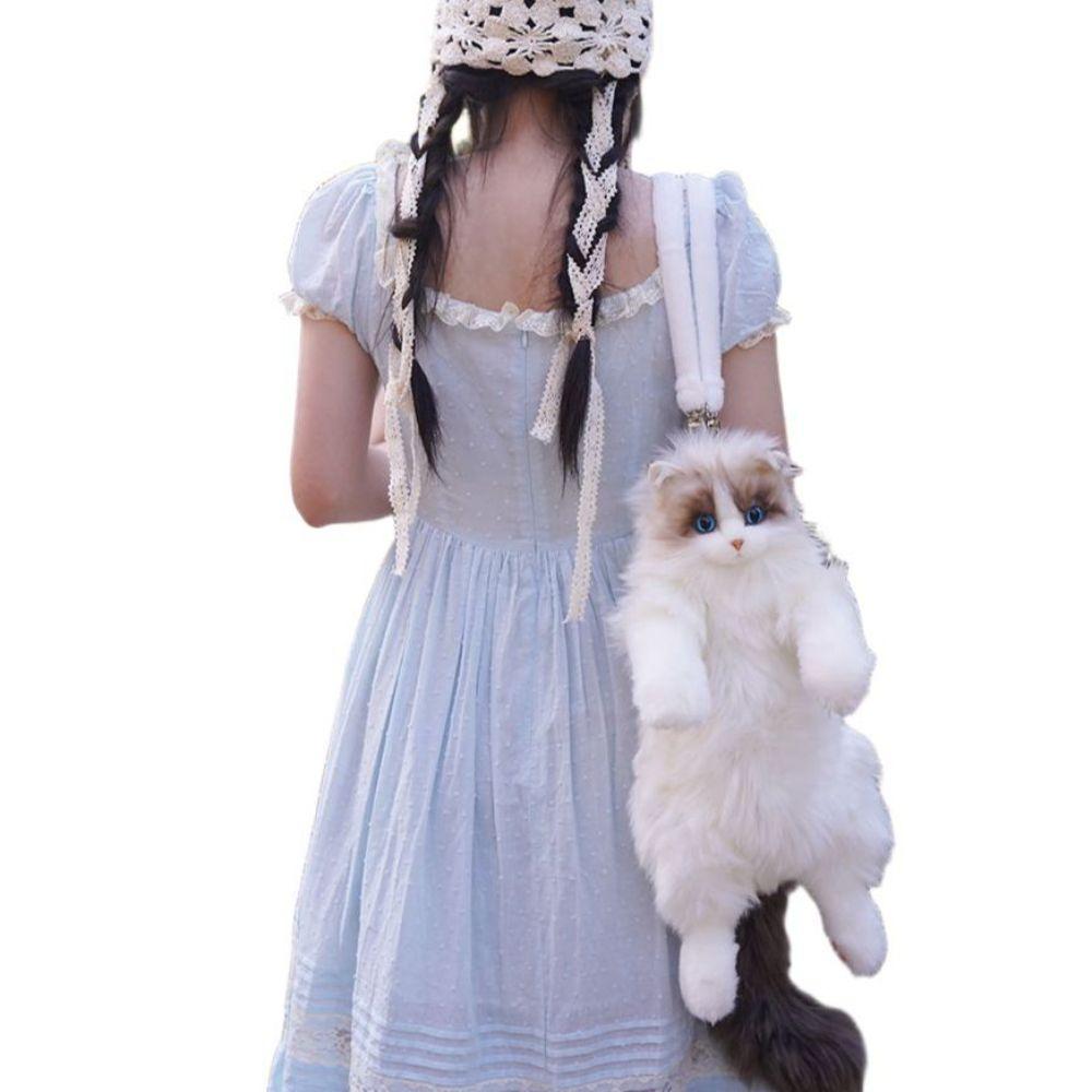 고양이 가방 선물 리얼 인형 진짜같은 캐주얼 여친 중형-고양이 가방 세트 - 상세 이미지 3