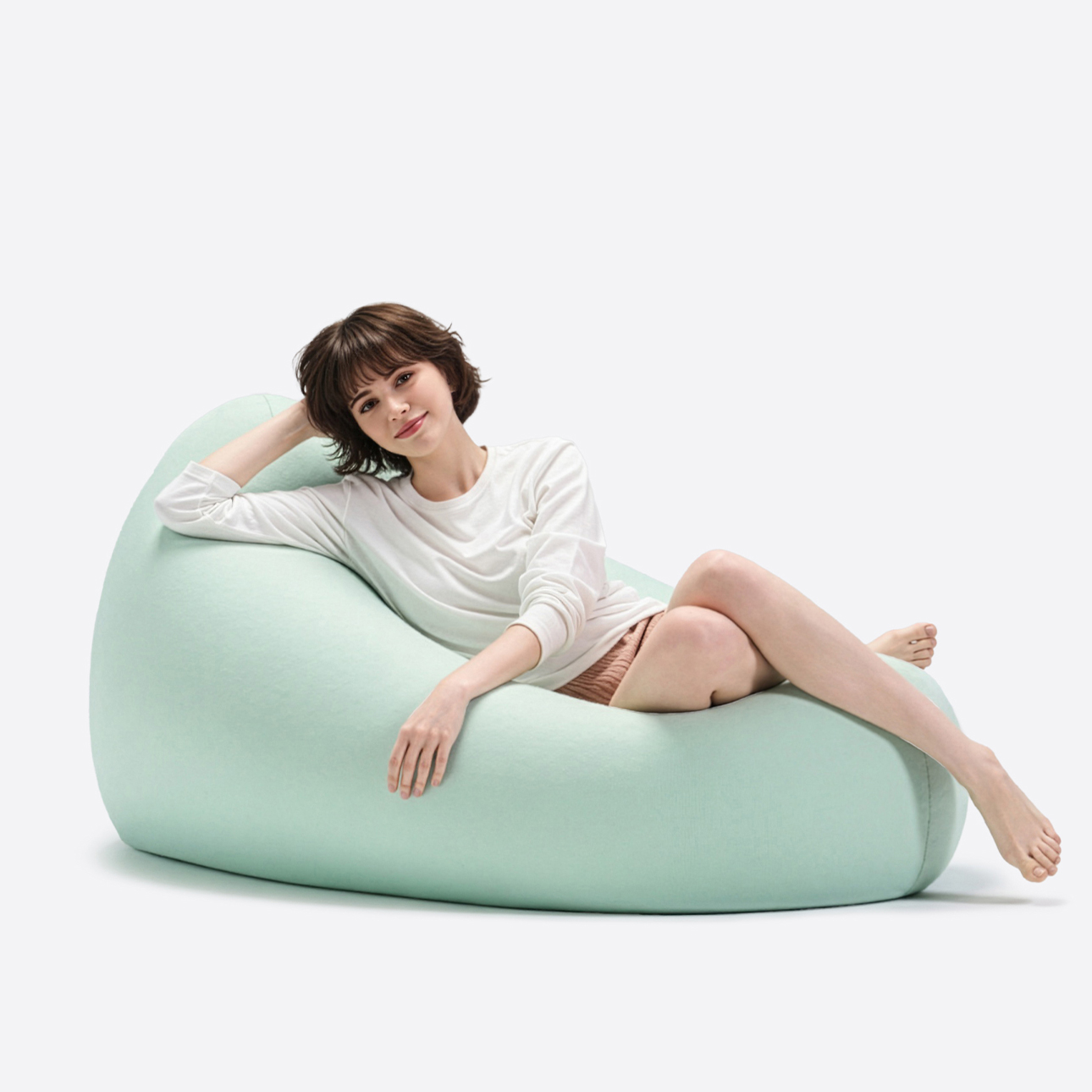 NEW 폴리몰리 LT201 그랜드 1인용 대형 빈백 소파 스판 안락 의자 쿠션 파스텔민트