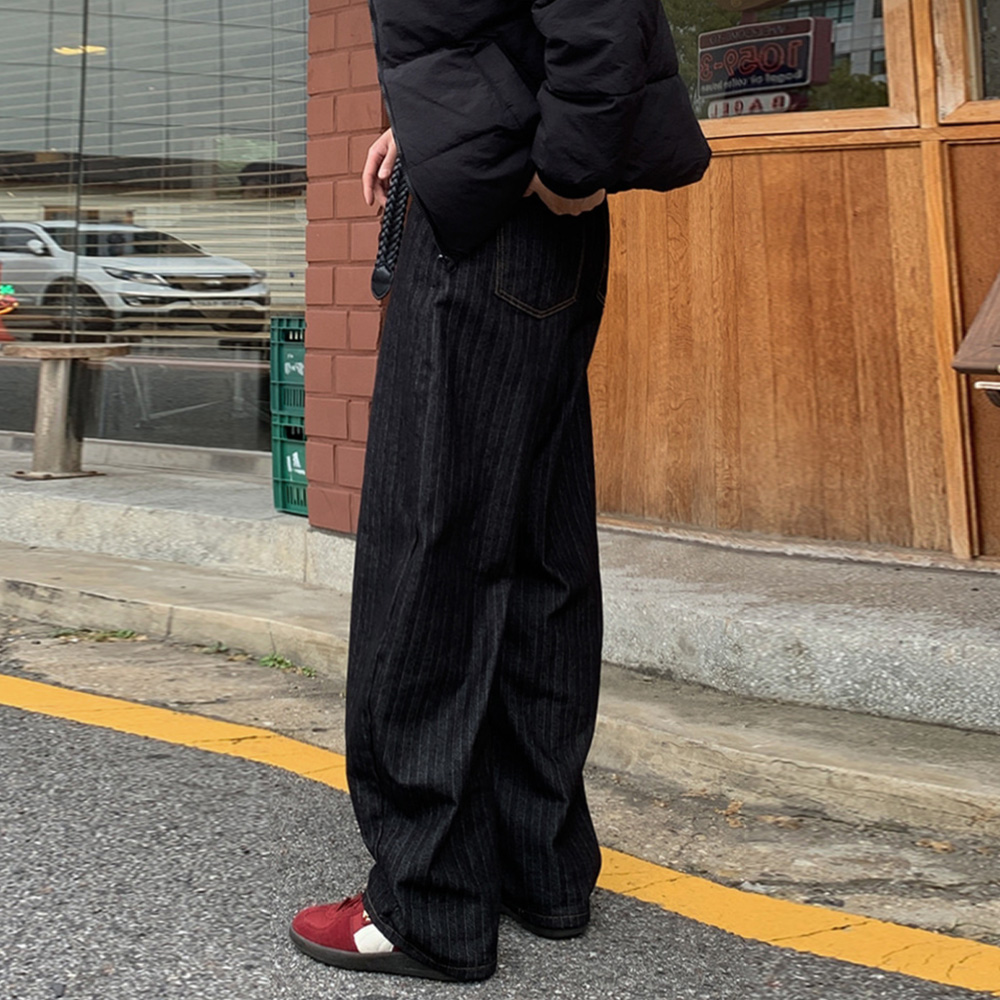 남자 엘로 벌룬 커브드핏 헤링본 생지 청바지 이미지 7