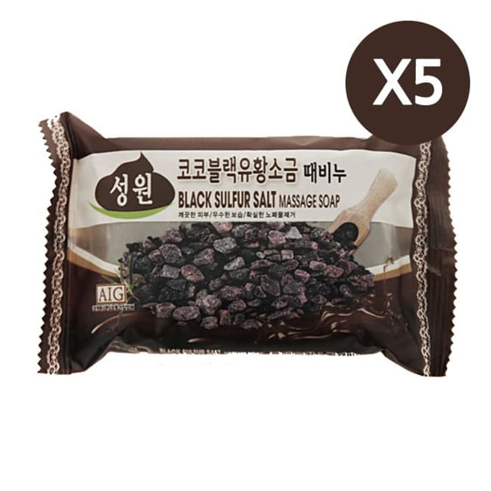 성원 블랙 유황 소금 때비누 5P 목욕 세안 세숫비누 - 상품 이미지