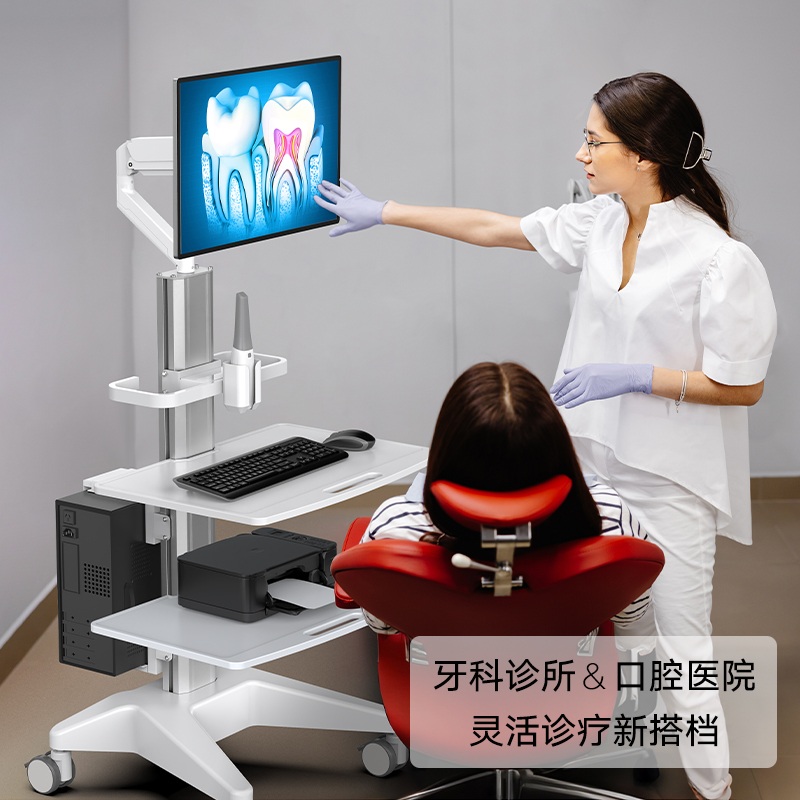 컴퓨터 카트 병원 선반 이동 드레싱카 워크스테이션 서랍 진료장비 거치대 - 상세 이미지 3