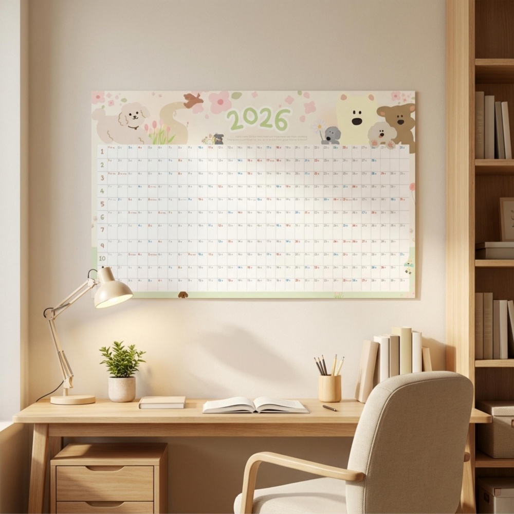 2026년 한장달력 2026 연력 26년 연간계획표 벽걸이 1년 캘린더 대형 포스터 플래너