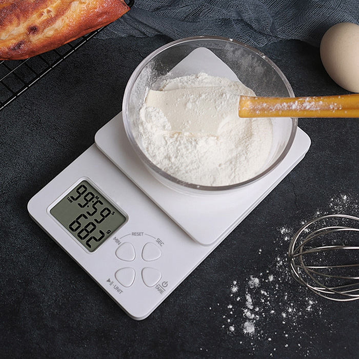 로제 계량 주방 홈베이킹 제빵 전자저울 쿠킹 타이머 기능내장 1kg, 1g, 화이트 - 상세 이미지 2