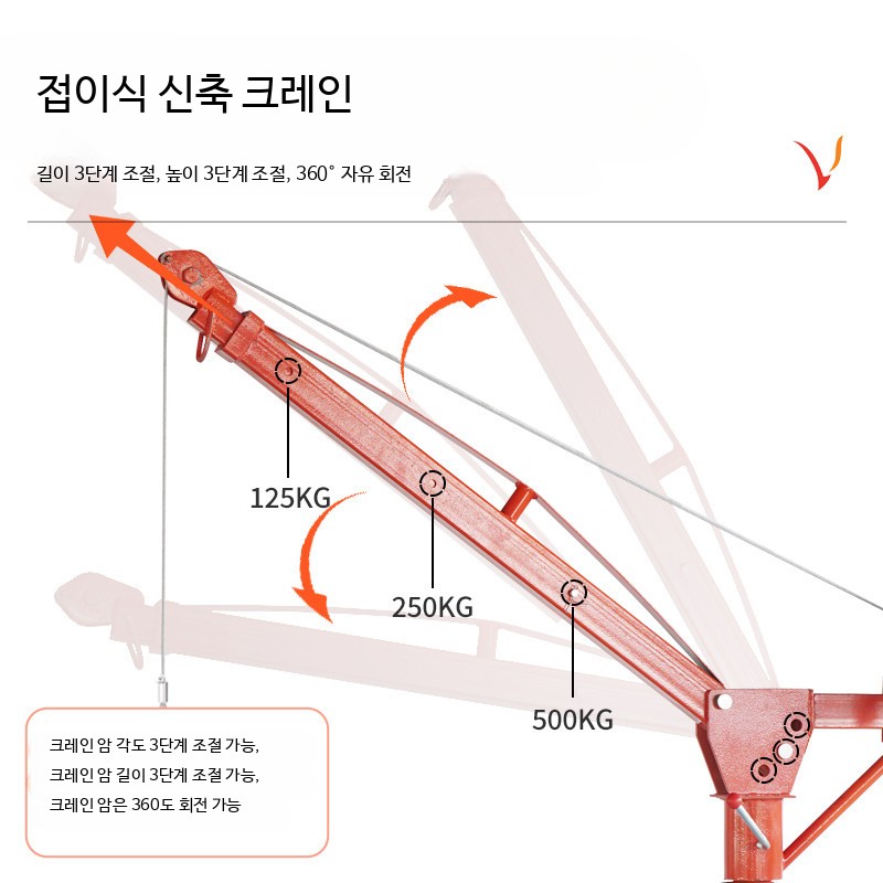 전동 미니크레인 창고 이동식호이스트 가정용 리프팅 기중기 운반 이미지 6